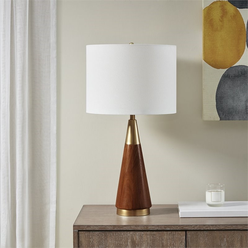 INK+IVY Modern Rubber Wood and Metal Table Lamp in Espresso/Gold