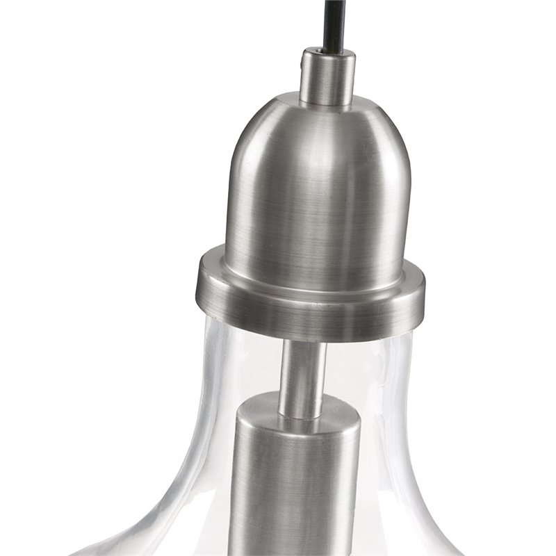 Hampton Hill Auburn 1-Light Transitional Metal and Glass Pendant in Silver