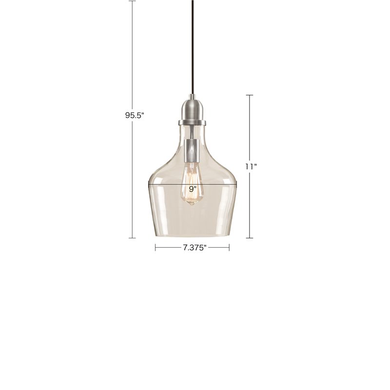 Hampton Hill Auburn 1-Light Transitional Metal and Glass Pendant in Silver