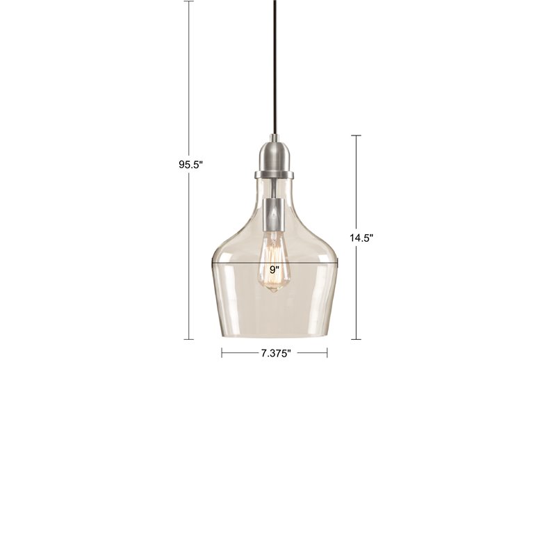 Hampton Hill Auburn 1-Light Transitional Metal and Glass Pendant in Silver