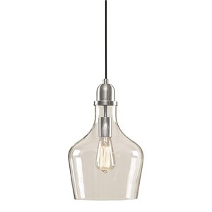 Hampton Hill Auburn 1-Light Transitional Metal and Glass Pendant in Silver