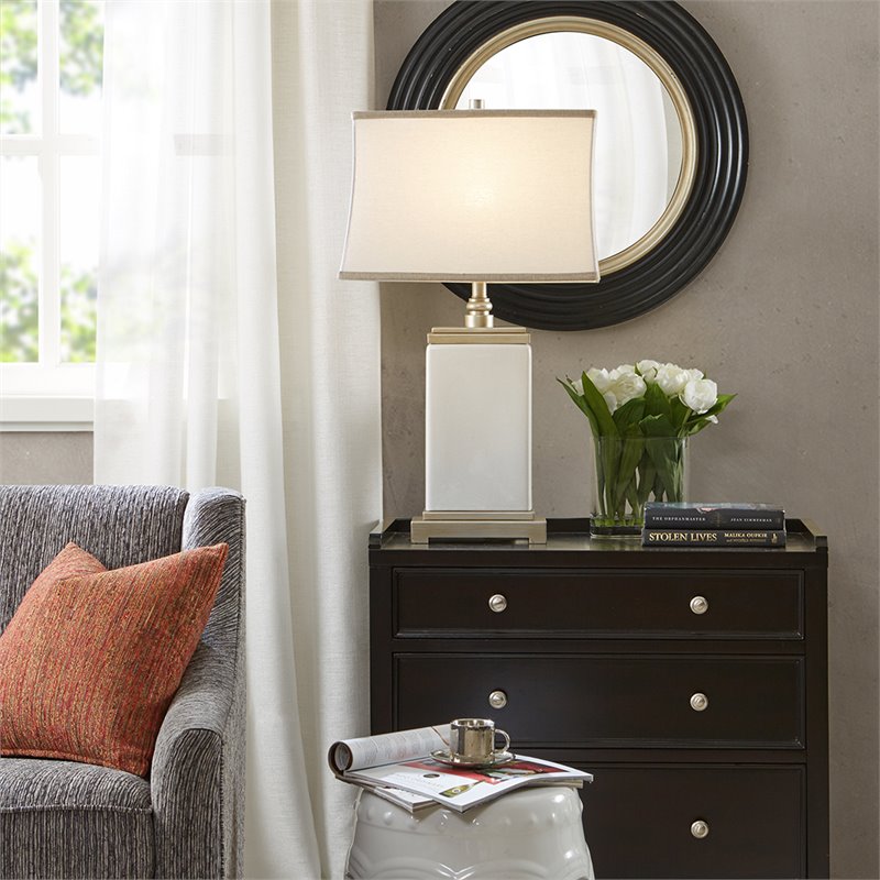 Hampton Hill Colette Ceramic and Metal Table Lamp in Off White/Ivory