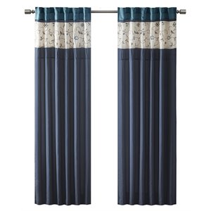 madison park serene polyester fabric window panel with lining in navy