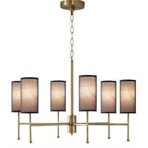 hampton hill maria 6-light transitional metal and fabric chandelier in gold