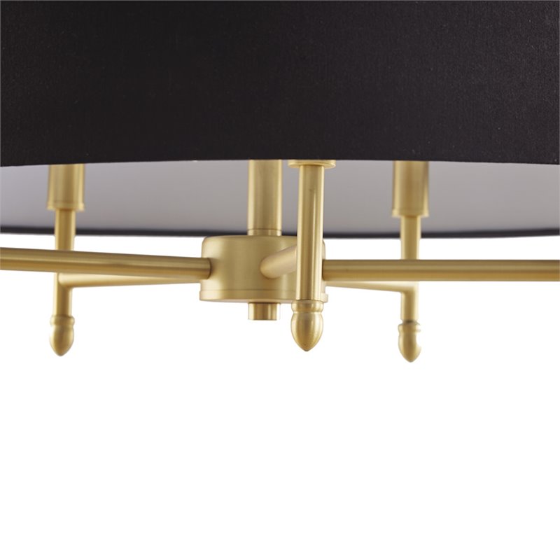 Hampton Hill Presidio Transitional Metal and Fabric Chandelier in Black/Gold