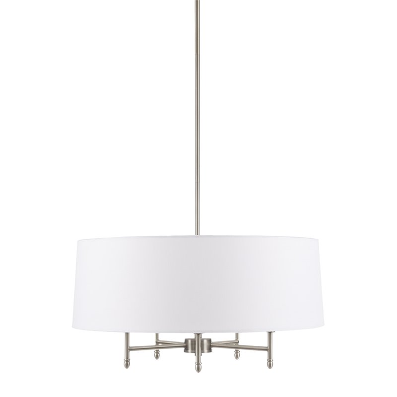 Hampton Hill Presidio Transitional Metal and Fabric Chandelier in White/Silver