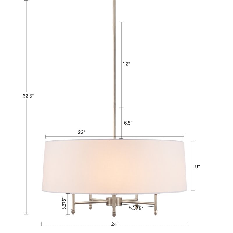 Hampton Hill Presidio Transitional Metal and Fabric Chandelier in White/Silver