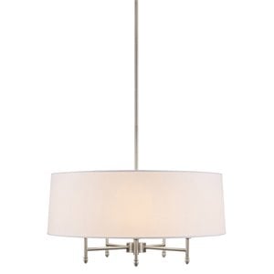 Hampton Hill Presidio Transitional Metal and Fabric Chandelier in White/Silver