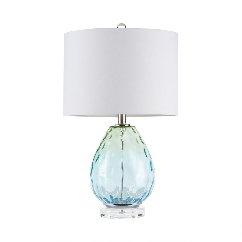 Urban Habitat Borel Contemporary Glass and Cotton Table Lamp in Blue