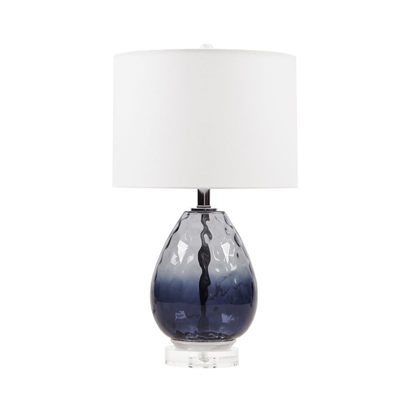 Urban Habitat Borel Transitional Glass and Cotton Table Lamp in Blue/White
