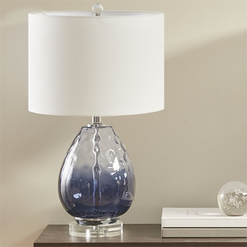 Urban Habitat Borel Transitional Glass and Cotton Table Lamp in Blue/White