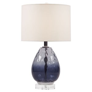 urban habitat borel transitional glass and cotton table lamp in blue/white