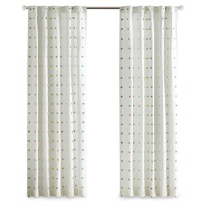 intelligent design callie cotton jacquard window panel with lining in white