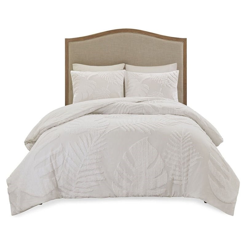 Madison Park Bahari Cotton Chenille Palm Comforter Set in Off White