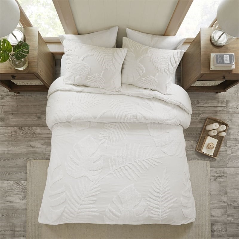 Madison Park Bahari Cotton Chenille Palm Comforter Set in Off White