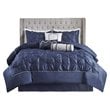 Madison Park Laurel 7-Piece 100 Percent Polyester Polyoni Comforter Set in Navy