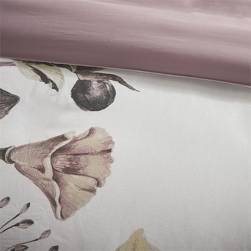 Madison Park Cassandra Cotton Percale Printed Full/Queen Duvet Cover Set - Pink