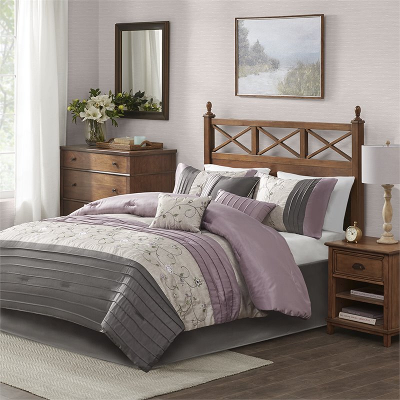 Madison Park Serene 7-Piece 100 Percent Polyester Polyoni Comforter Set - Purple