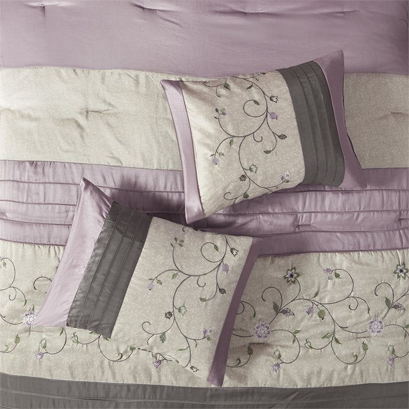 Madison Park Serene 7-Piece 100 Percent Polyester Polyoni Comforter Set - Purple