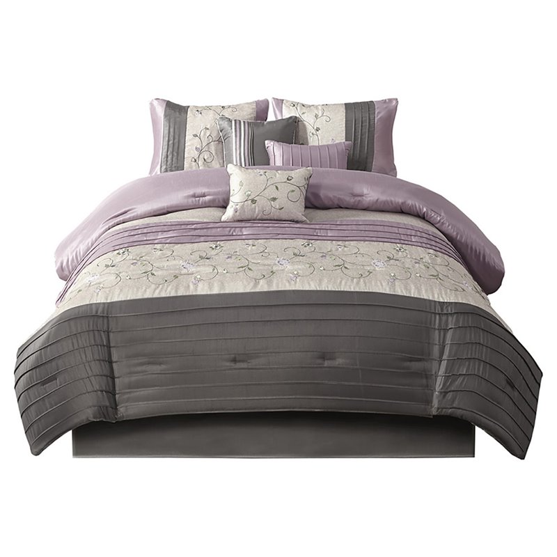 Madison Park Serene 7-Piece 100 Percent Polyester Polyoni Comforter Set - Purple