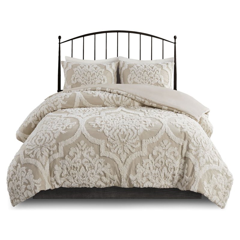 Madison Park Viola Cotton Tufted Full/Queen Duvet Cover Set in Brown