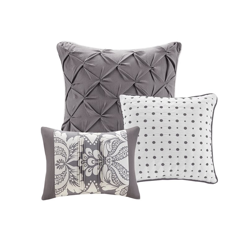 Madison Park Vienna 7-Piece 100 Percent Cotton Printed Comforter Set in Gray