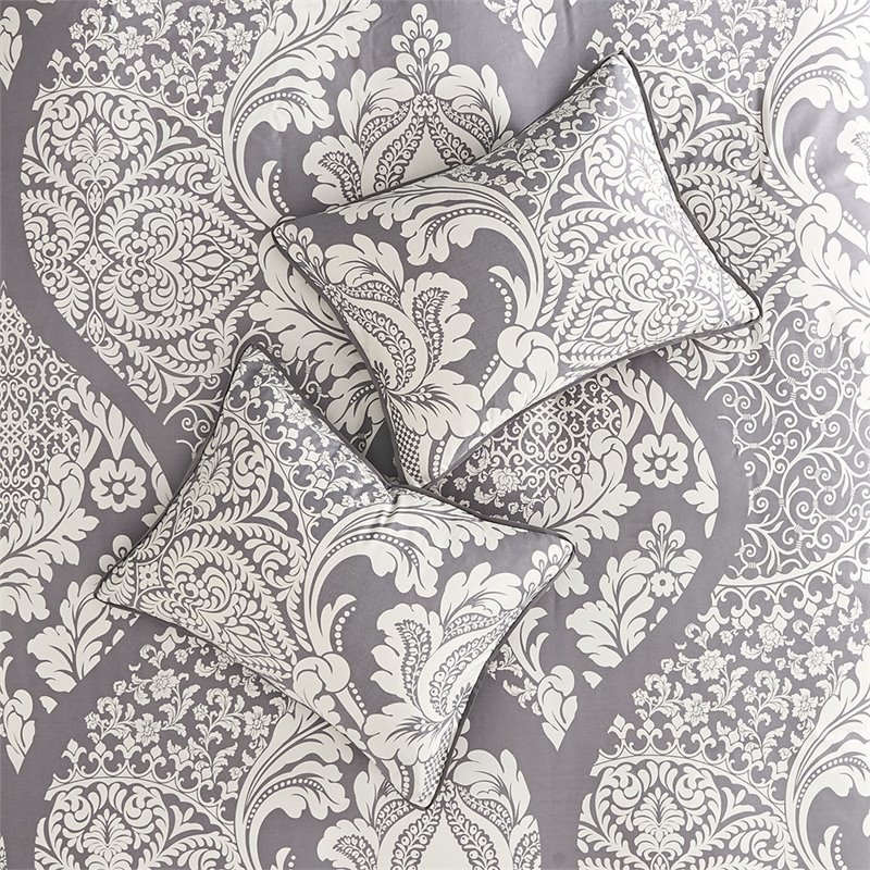 Madison Park Vienna 7-Piece 100 Percent Cotton Printed Comforter Set in Gray