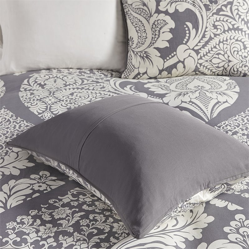 Madison Park Vienna 7-Piece 100 Percent Cotton Printed Comforter Set in Gray