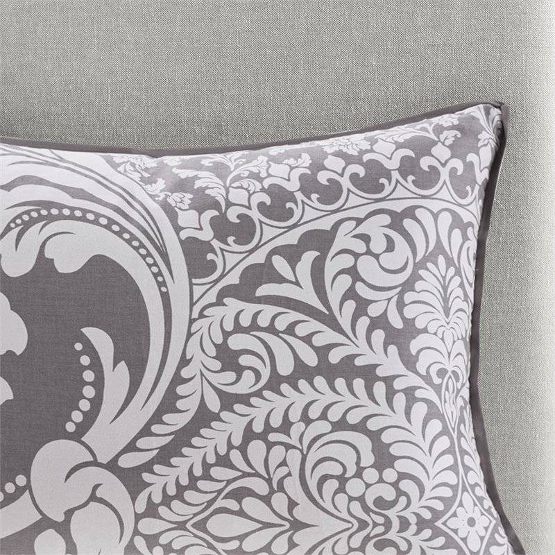 Madison Park Vienna 7-Piece 100 Percent Cotton Printed Comforter Set in Gray