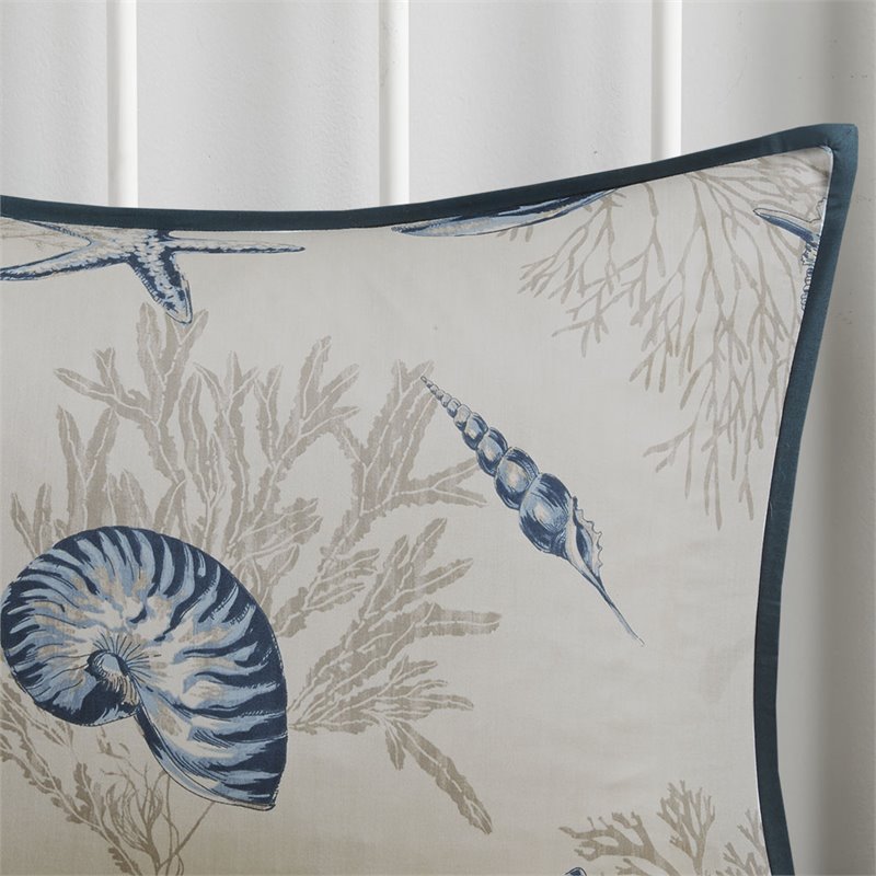 Madison Park Bayside 7-Piece 100 Percent Cotton Printed Comforter Set in Blue