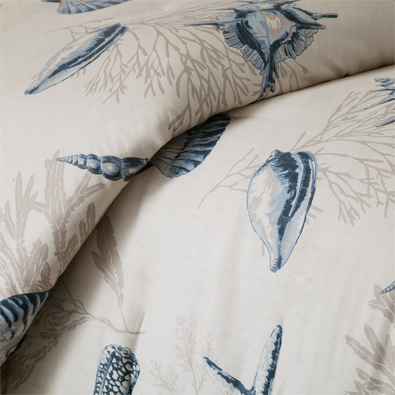 Madison Park Bayside 7-Piece 100 Percent Cotton Printed Comforter Set in Blue