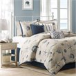 Madison Park Bayside 7-Piece 100 Percent Cotton Printed Comforter Set in Blue