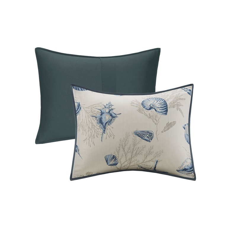 Madison Park Bayside 7-Piece 100 Percent Cotton Printed Comforter Set in Blue