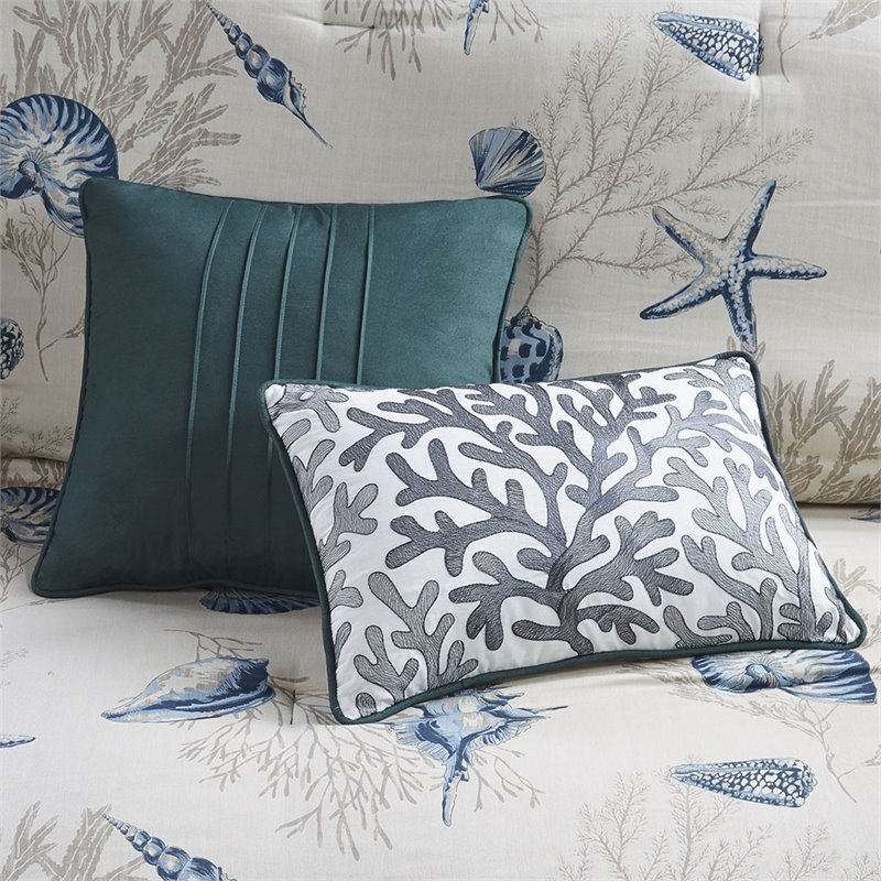 Madison Park Bayside 7-Piece 100 Percent Cotton Printed Comforter Set in Blue