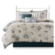 Madison Park Bayside 7-Piece 100 Percent Cotton Printed Comforter Set in Blue