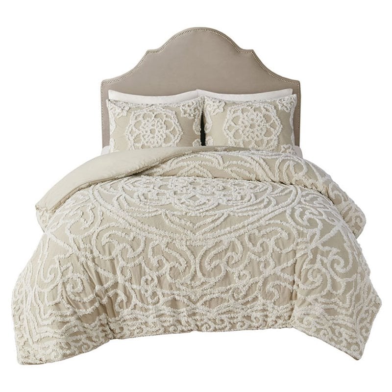 Madison Park Laetitia Cotton Tufted King/Cal King Duvet Cover Set in Brown