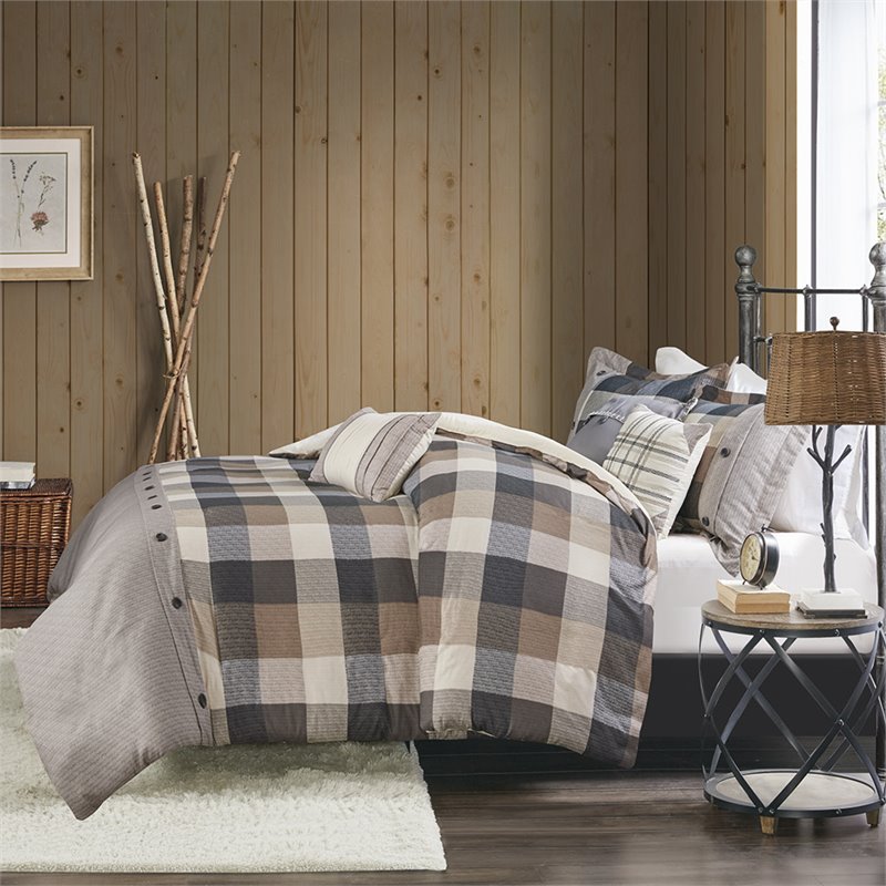 Madison Park Ridge 6-Piece Polyester Full/Queen Duvet Cover Set - Brown