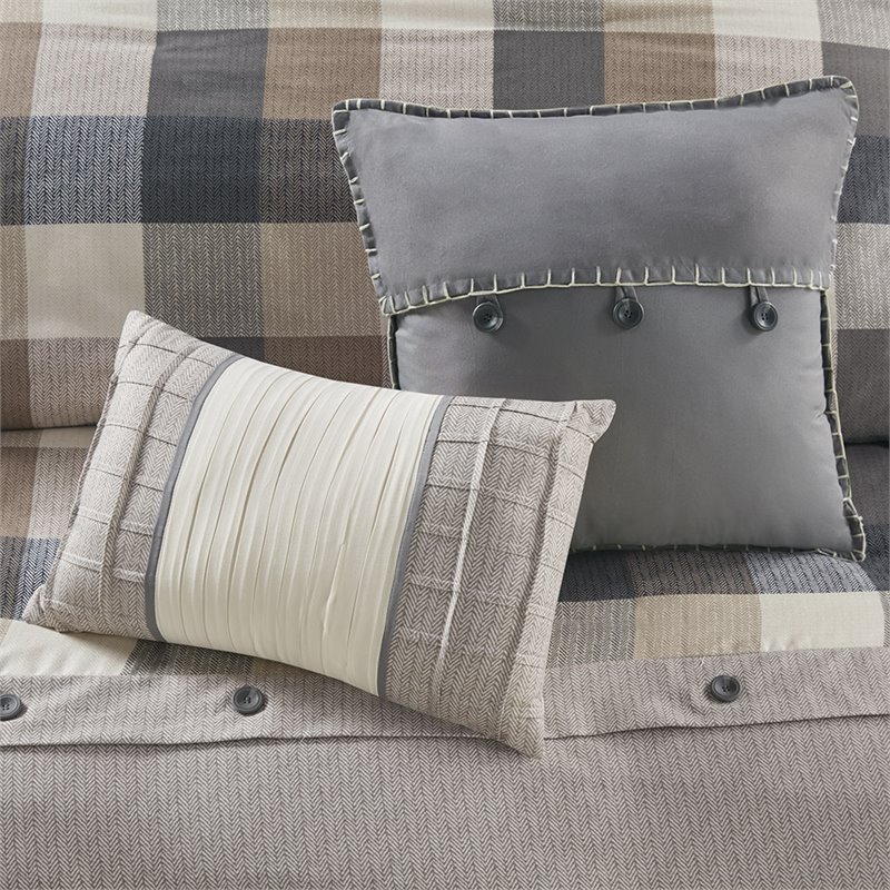 Madison Park Ridge 6-Piece Polyester Full/Queen Duvet Cover Set - Brown