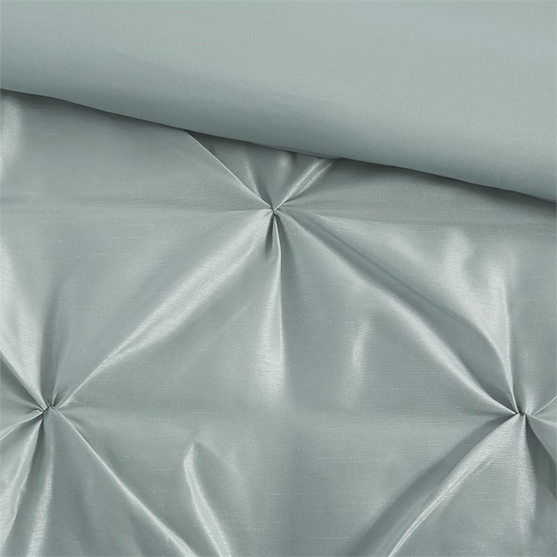 madison park laurel 7-piece polyester polyoni comforter set w/ pleats in green