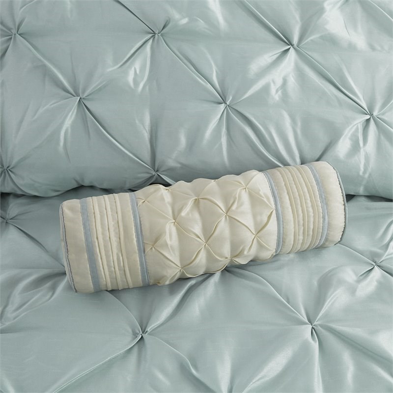 madison park laurel 7-piece polyester polyoni comforter set w/ pleats in green