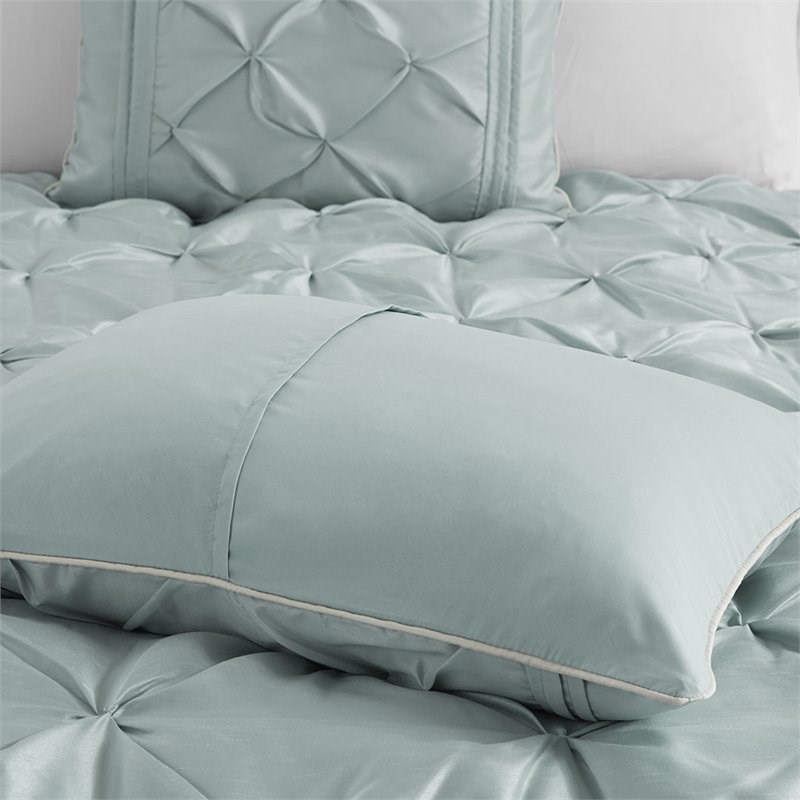 madison park laurel 7-piece polyester polyoni comforter set w/ pleats in green