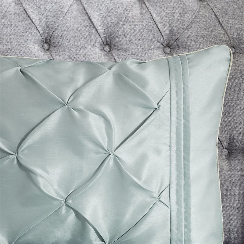 madison park laurel 7-piece polyester polyoni comforter set w/ pleats in green