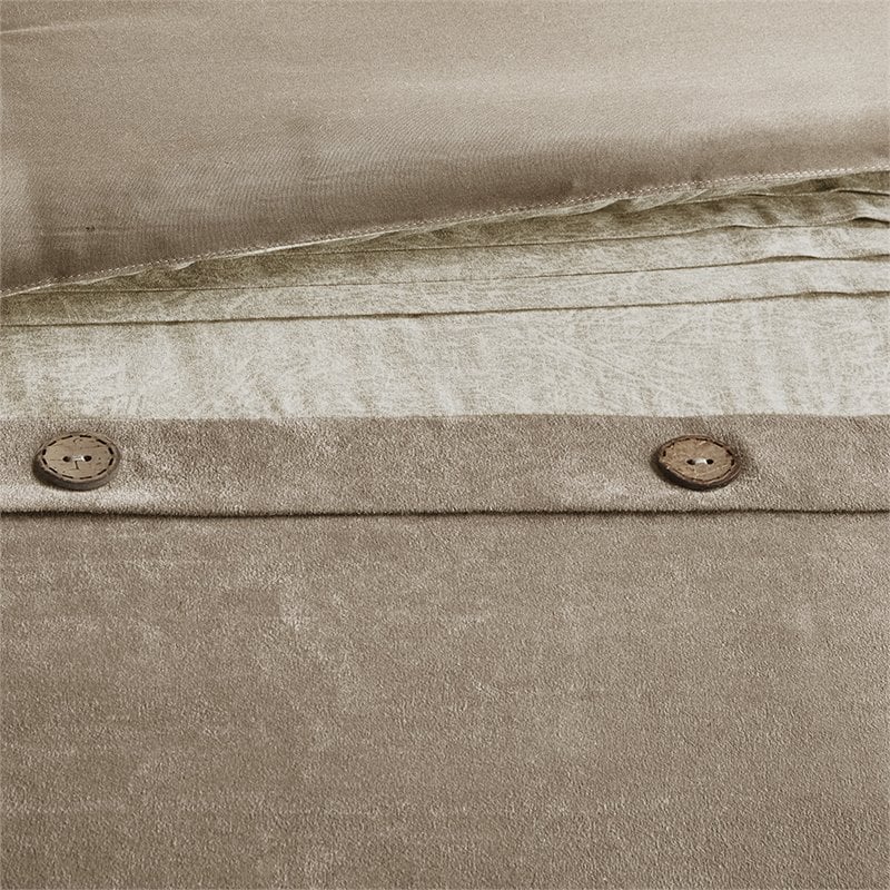 Madison Park Boone 7-Piece Polyester Microsuede Printed Comforter Set in Tan