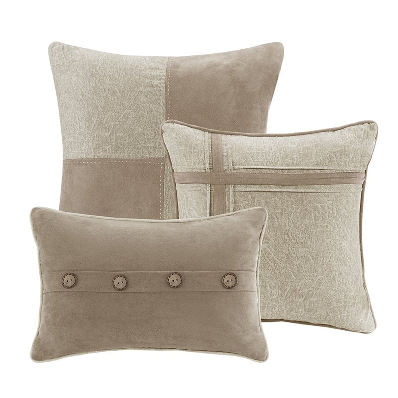 Madison Park Boone 7-Piece Polyester Microsuede Printed Comforter Set in Tan
