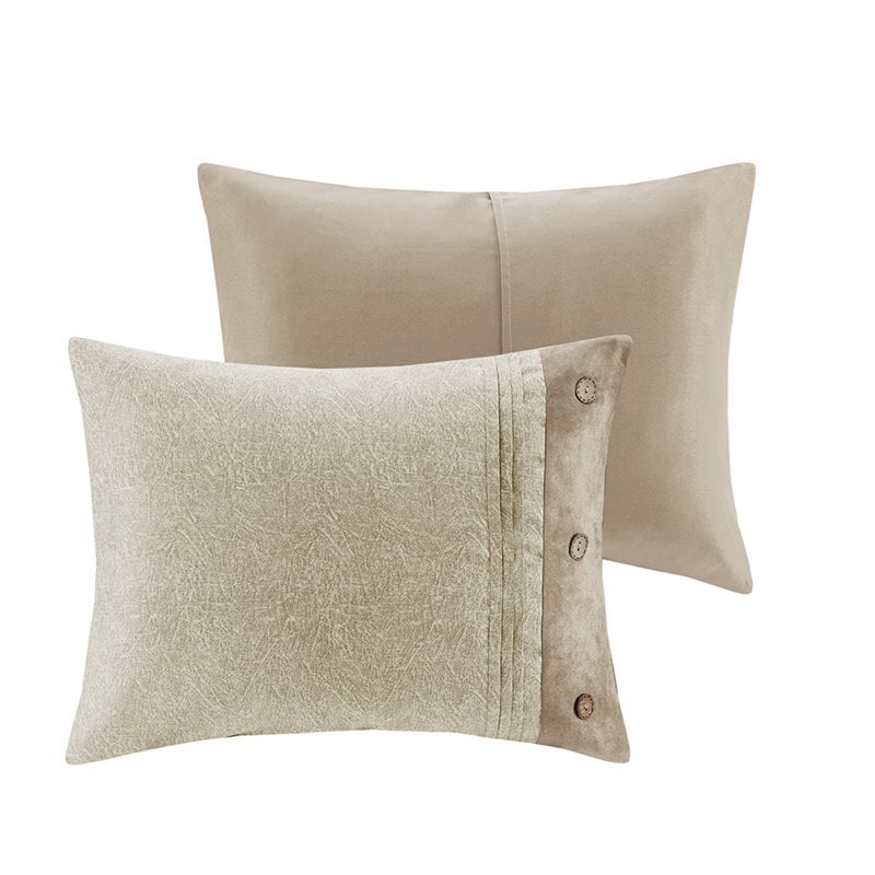 Madison Park Boone 7-Piece Polyester Microsuede Printed Comforter Set in Tan