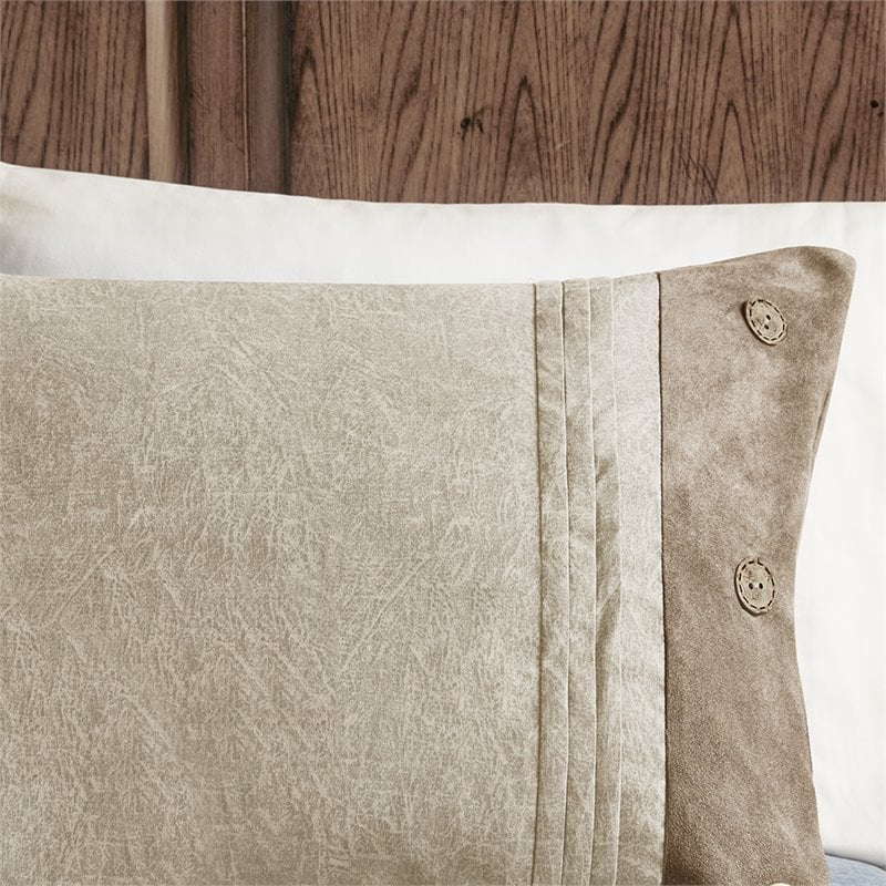 Madison Park Boone 7-Piece Polyester Microsuede Printed Comforter Set in Tan