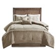 Madison Park Boone 7-Piece Polyester Microsuede Printed Comforter Set in Tan