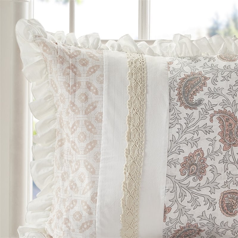 Madison Park Dawn 9-Piece Cotton T180 Printing Pieced Comforter Set in Pink