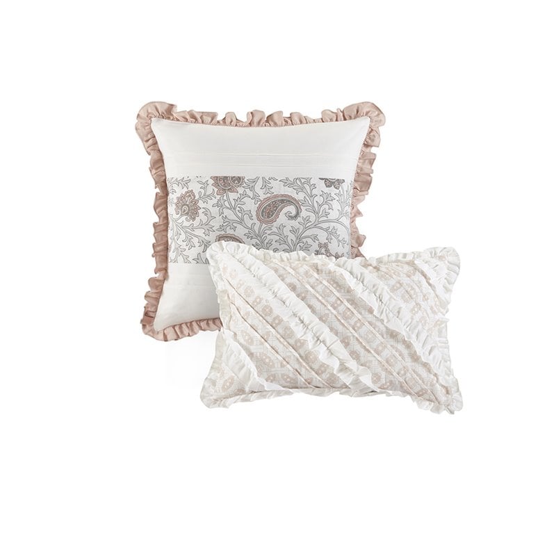 Madison Park Dawn 9-Piece Cotton T180 Printing Pieced Comforter Set in Pink