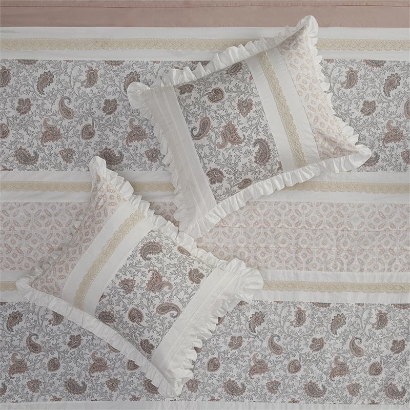 Madison Park Dawn 9-Piece Cotton T180 Printing Pieced Comforter Set in Pink